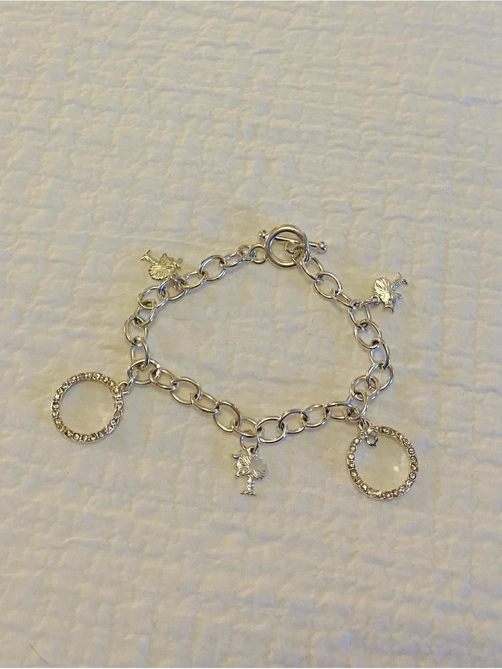 Silver Palmetto Palm Tree with Crescent Moon Charm Bracelet